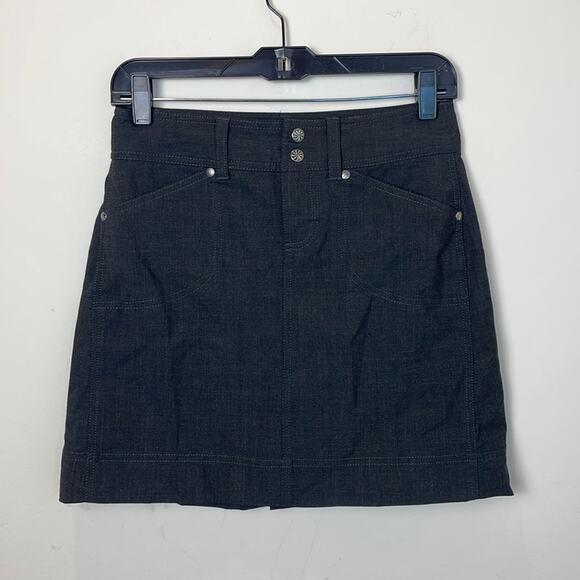 Athleta Wool Blend Stretch Sirrus Mini Skirt in Charcoal Heather- Size 0 - Picture 1 of 10